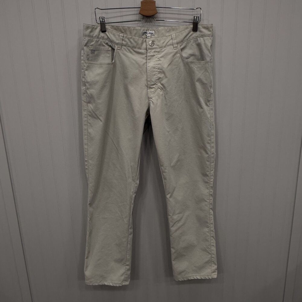 Peter Millar Men's W36 x L30 Beige Performance Casual 5-Pocket Pants